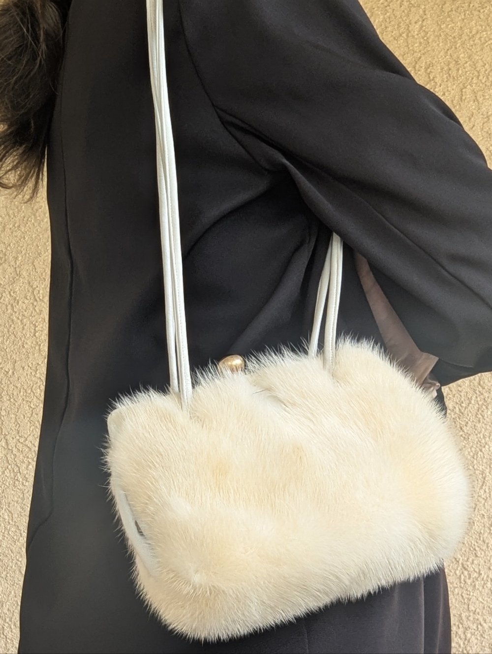 Vintage 1980s Greta Ivory Mink Fur Purse Handbag Estate Rare